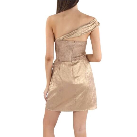 NWT Lost + Wander Pixie Dust Gold Metallic Mini Cocktail Dress - Picture 3 of 8